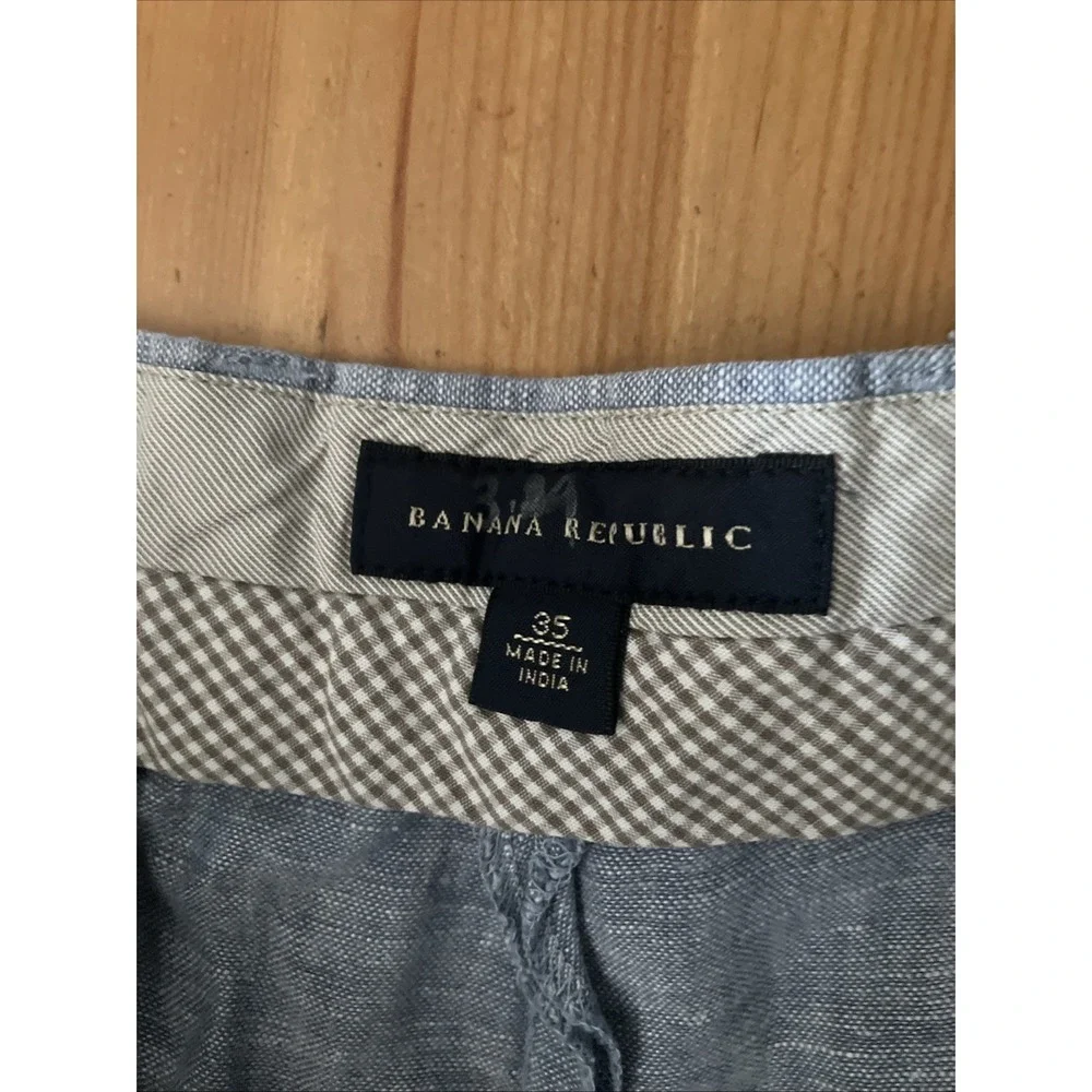 Banana Republic BR 100% Linen Chino Shorts Blue Mens Sz 35